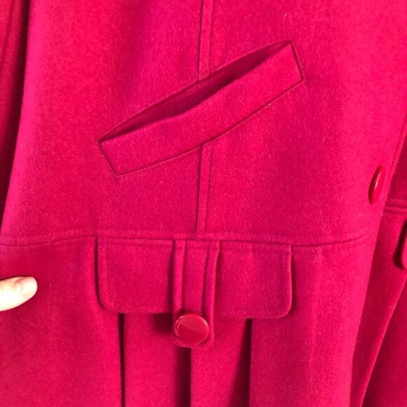 Decree Pink Peplum Hooded Wool Pea Coat - Picture 5 of 11